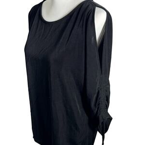 CHICO'S NWT Women XL Black Travelers Lindsay 3/4 Slit Sleeve Shirt Stretch Light